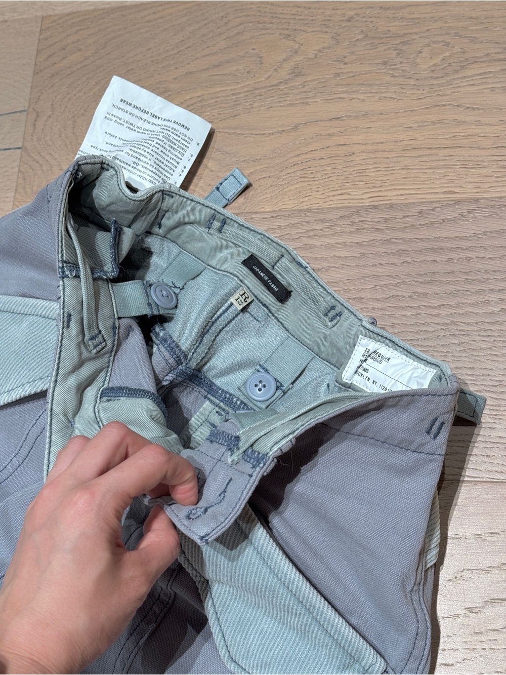 R13 CROPPED CARGO Faded Steel Blue Canvas - Picture 4 of 16